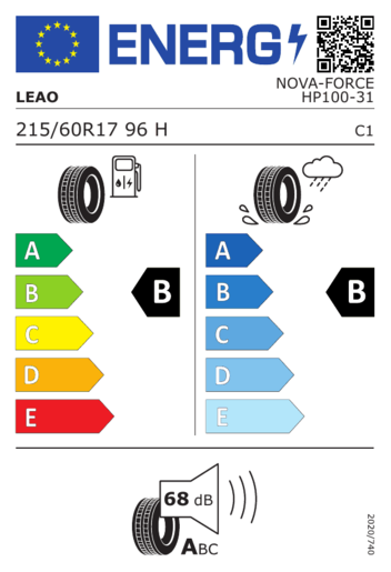Leao 215/60R17 96H NOVA-FORCE HP100, Pot: B, Pri: B, Buka:68 dB