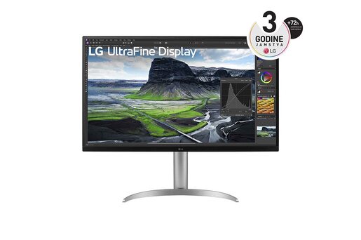 LG monitor UltraFine 32UQ850V-W, 32", IPS, 4K UHD, USB-C, USB hub, HDR400, DCI-P3 98%, pivot, 2xHDMI, DP, 5ms. zvučnici