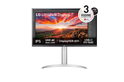 LG monitor UltraFine 27UP850K-W, 27", IPS, 4K UHD, USB-C, HDR400, DCI-P3 95%, pivot, 2xHDMI, DP, 5ms, zvučnici