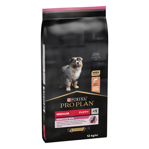 Purina PRO PLAN Medium Puppy Sensitive Skin, 12kg, losos