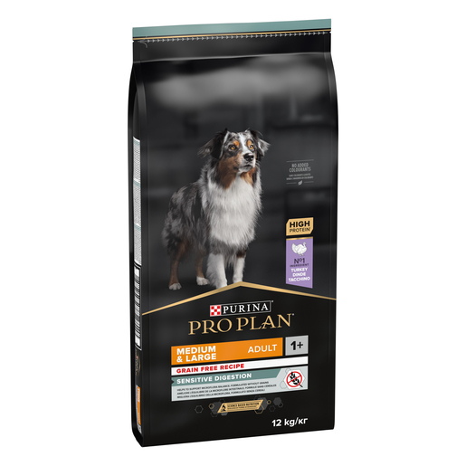 Purina PRO PLAN Medium & Large Adult Sensitive Digestion Grain Free, 12kg, puretina