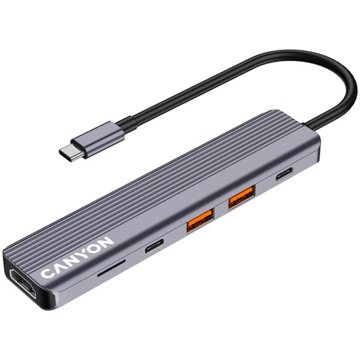 Canyon USB hub DS-17, 6u1, 4K, USB-C, (CNS-TDS17)