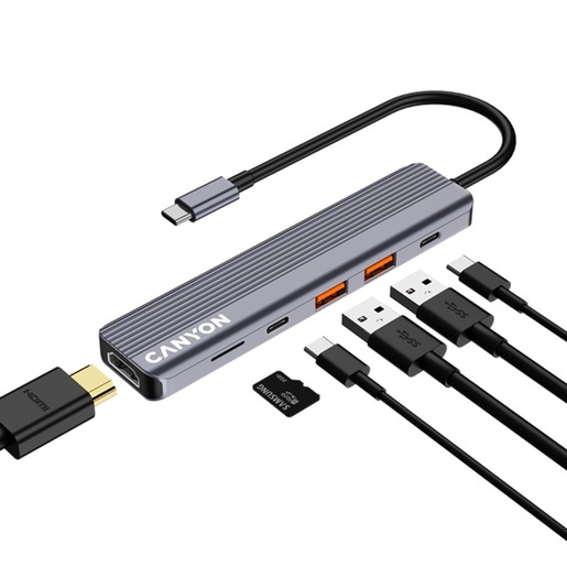 Canyon USB hub DS-17, 6u1, 4K, USB-C, (CNS-TDS17)