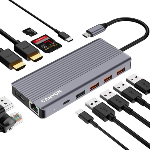 Canyon USB hub DS-16, 13u1, 4K, USB-C, (CNS-TDS16)