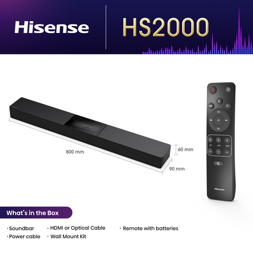 Hisense Soundbar HS2000 240W I 2.1ch