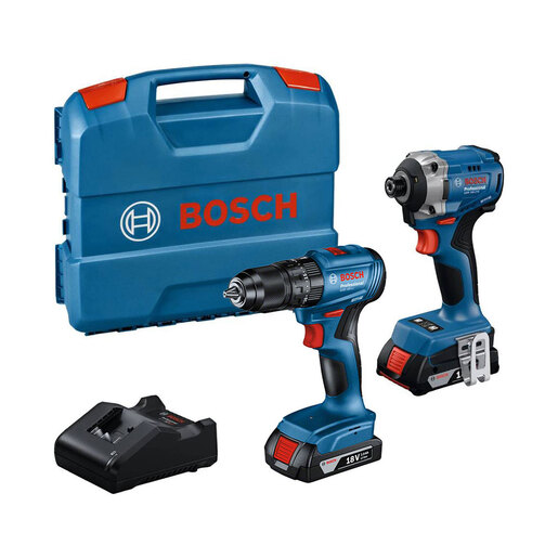 BOSCH Professional set aku alata GDX 18V-285 akumulatorski udarni stezač-izvijač + GSB 185-LI akumulatorska bušilica-izvijač (2x2.0Ah akumulator, punjač GAL 18V-20, kovčeg)