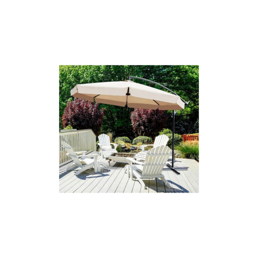 Vrtni suncobran 3 m bež "Banana" s pokrovom