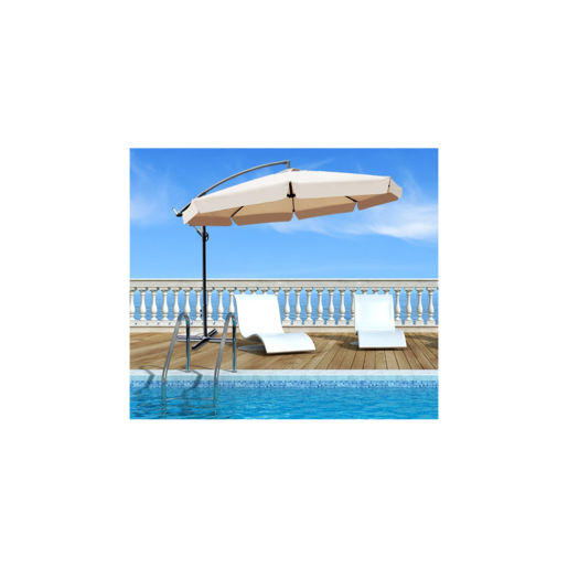 Vrtni suncobran 3 m bež "Banana" s pokrovom