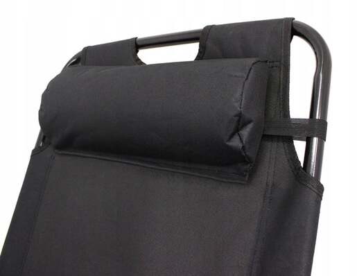 Sklopiva vrtna ležaljka s naslonom za glavu - crna