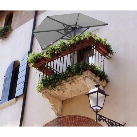 Balkonski suncobran polukružni 2.7 m sivi s pokrovom