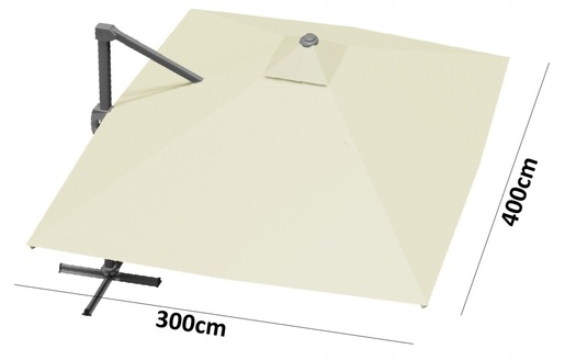 Vrtni suncobran "Roma" 3 x 4 m bež s pokrovom - 9642