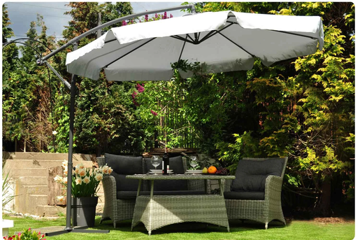 Vrtni suncobran 3 m sivi "Banana" s pokrovom