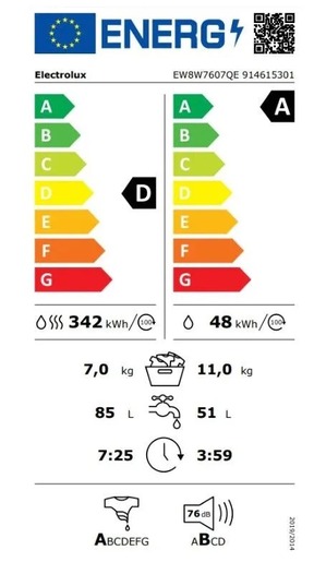 Electrolux perilica sušilica rubljaEW8W7607QE