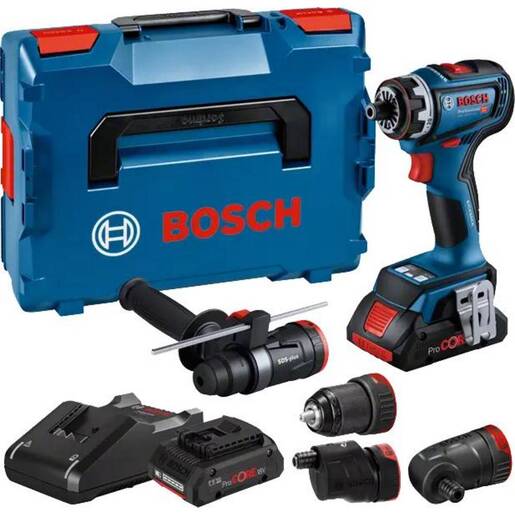 BOSCH Professional akumulatorska bušilica-izvijač GSR 18V-90 FC, 2x4.0Ah ProCore akumulator, punjač GAL 18V-40, GFA 18-M, GFA 18-E, GFA 18-W, GFA 18-H, L-Boxx kovčeg