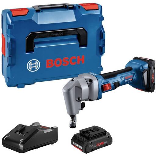 BOSCH Professional akumulatorski sjekač limova GNA 18V-16 E, 2x4.0Ah ProCORE18V akumulator, punjač GAL 18V-40, L Boxx kovčeg