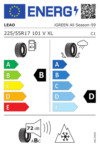 Leao 225/55R17 101V XL iGREEN All Season, Pot: B, Pri: D, Buka: 72 dB