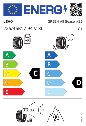 Leao 225/45R17 94V XL iGREEN All Season, Pot: C, Pri: D, Buka: 72 dB