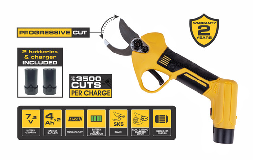 ADK akumulatorske škare za orezivanje 7,2V / 2 x baterija 4.0Ah / progressive