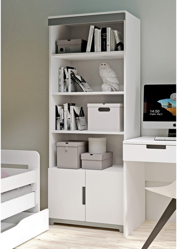 Drveni regal TOMI, bijelo / sivi