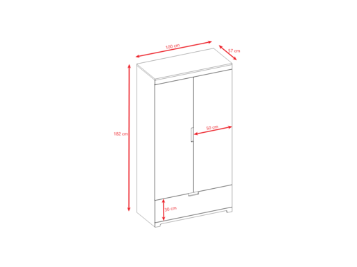 Dječji ormar TOMI, bijelo / sivi