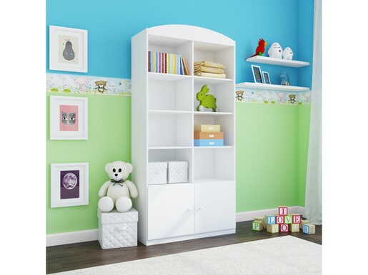 Drveni regal dvostruki zatvoreni, bijeli