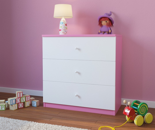 Dječja komoda bez uzorka, roza