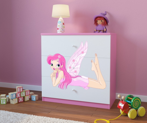 Dječja komoda Zvončica 2, roza