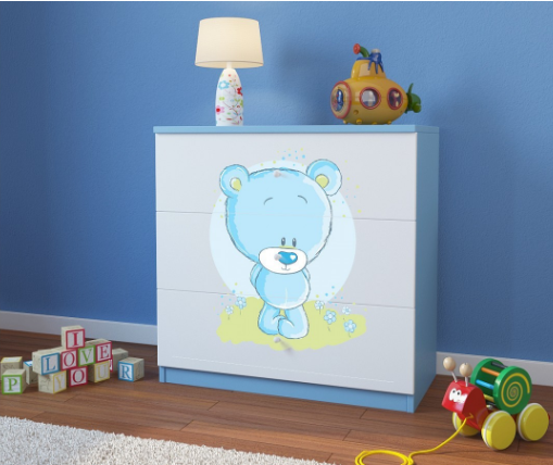 Dječja komoda plavi medvjed, plava