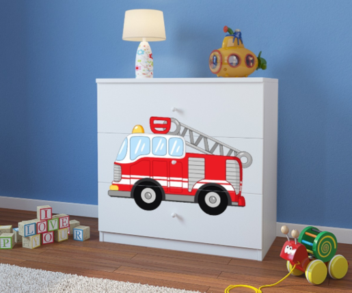 Dječja komoda vatrogasci, bijela