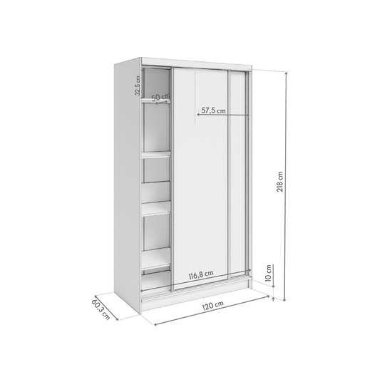 Drveni dječji ormar s kliznim ladicama DENVER 120, bijeli