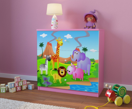 Dječja komoda safari, roza