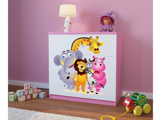Dječja komoda zooloskivrt, roza