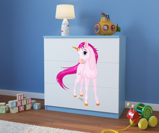 Dječja komoda jednorog 2, plava