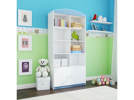 Drveni regal dvostruki zatvoreni, plavi