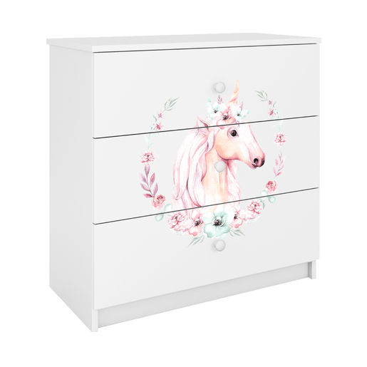 Dječja komoda jednorog, bijela