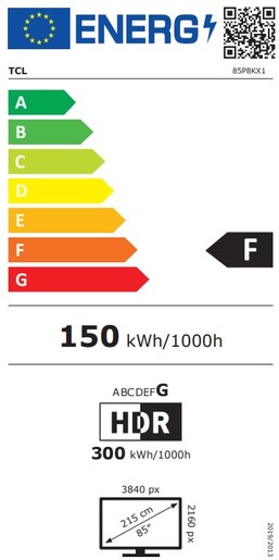 TCL 85" QLED TV 85P8K, 4K UHD, Google Smart TV, Dolby Vision IQ & Dolby Atmos, HDR10+