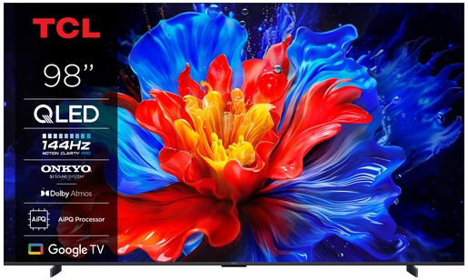 TCL 98" QLED TV 98P8K, 4K UHD, Google Smart TV, 144Hz, ONKYO 2.1, Dolby Atmos
