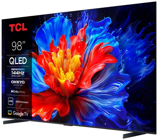 TCL 98" QLED TV 98P8K, 4K UHD, Google Smart TV, 144Hz, ONKYO 2.1, Dolby Atmos
