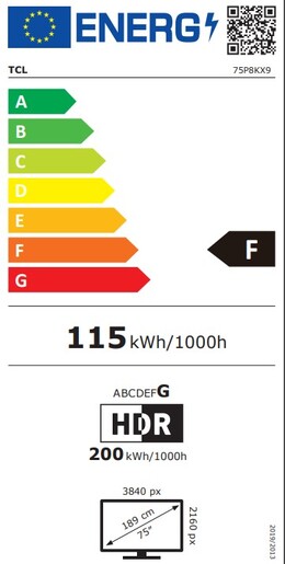 TCL 75" QLED TV 75P8K, 4K UHD, Google Smart TV, Dolby Vision IQ & Dolby Atmos, HDR10+