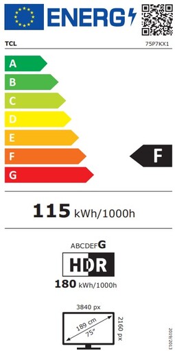 TCL 75" QLED TV 75P7K, 4K UHD, Google Smart TV, Dolby Vision IQ & Dolby Atmos, HDR10+