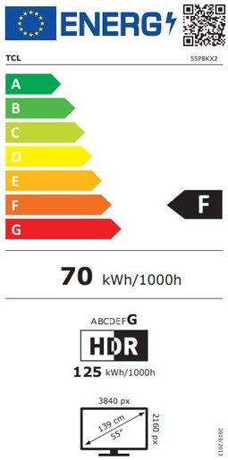 TCL 55" QLED TV 55P8K, 4K UHD, Google Smart TV, Dolby Vision IQ & Dolby Atmos, HDR10+