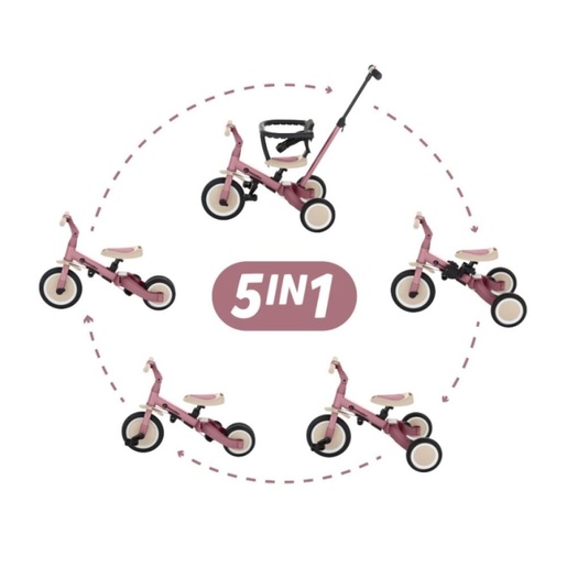 PETITE&MARS Tricikl Turbo 5 u 1, Dusty Rose