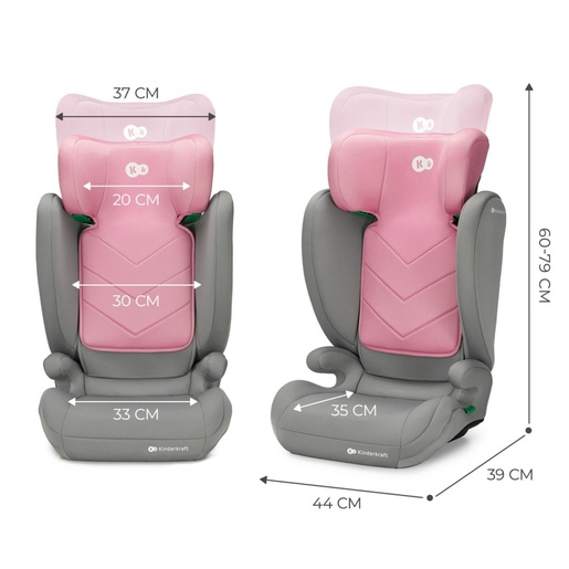 Kinderkraft autosjedalica I-Spark i-Size 15-36 kg (100-150 cm), Pink