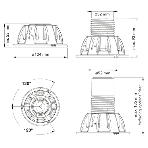 BEMIS nivelirajuće nogice  - set 4 kom, crna boja