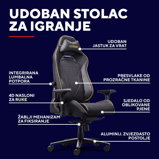 Trust GXT721 RUYA PRO , gaming stolica , crna