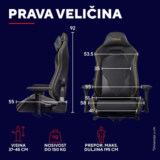 Trust GXT721 RUYA PRO , gaming stolica , crna