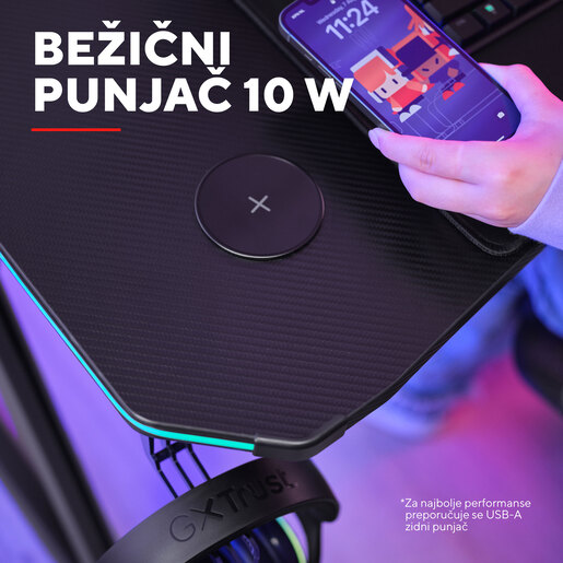 Trust GXT710 LUMINUS PRO RGB , gaming desk , crni