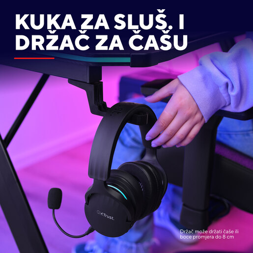 Trust GXT710 LUMINUS PRO RGB , gaming desk , crni