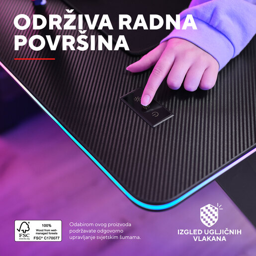 Trust GXT710 LUMINUS PRO RGB , gaming desk , crni