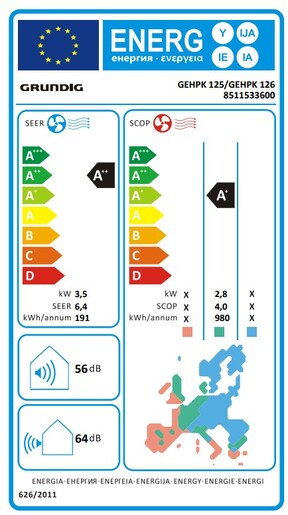 Grundig klima uređaj GEHPK 125/GEHPK 126 3.5 kW
